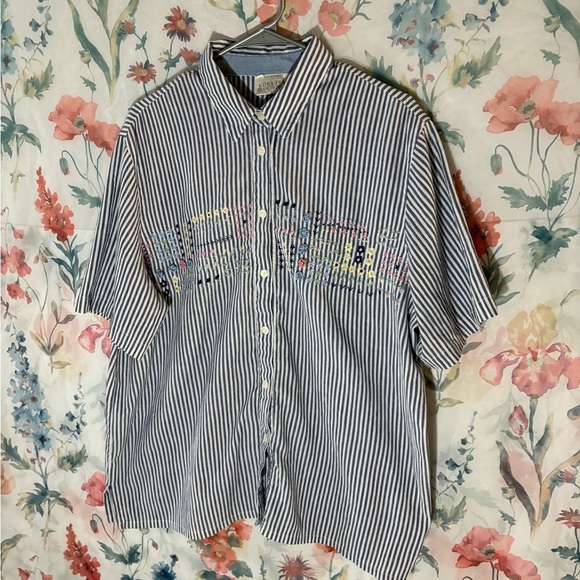Vintage Koret Blue and White Button Down Shirt - Picture 2 of 10